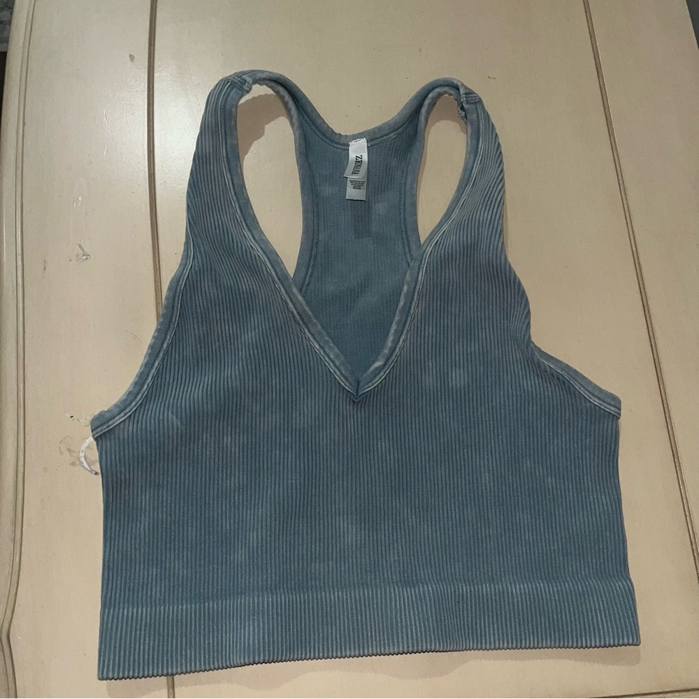 Zenana Outfitters Light Blue Ribbed Tank Top